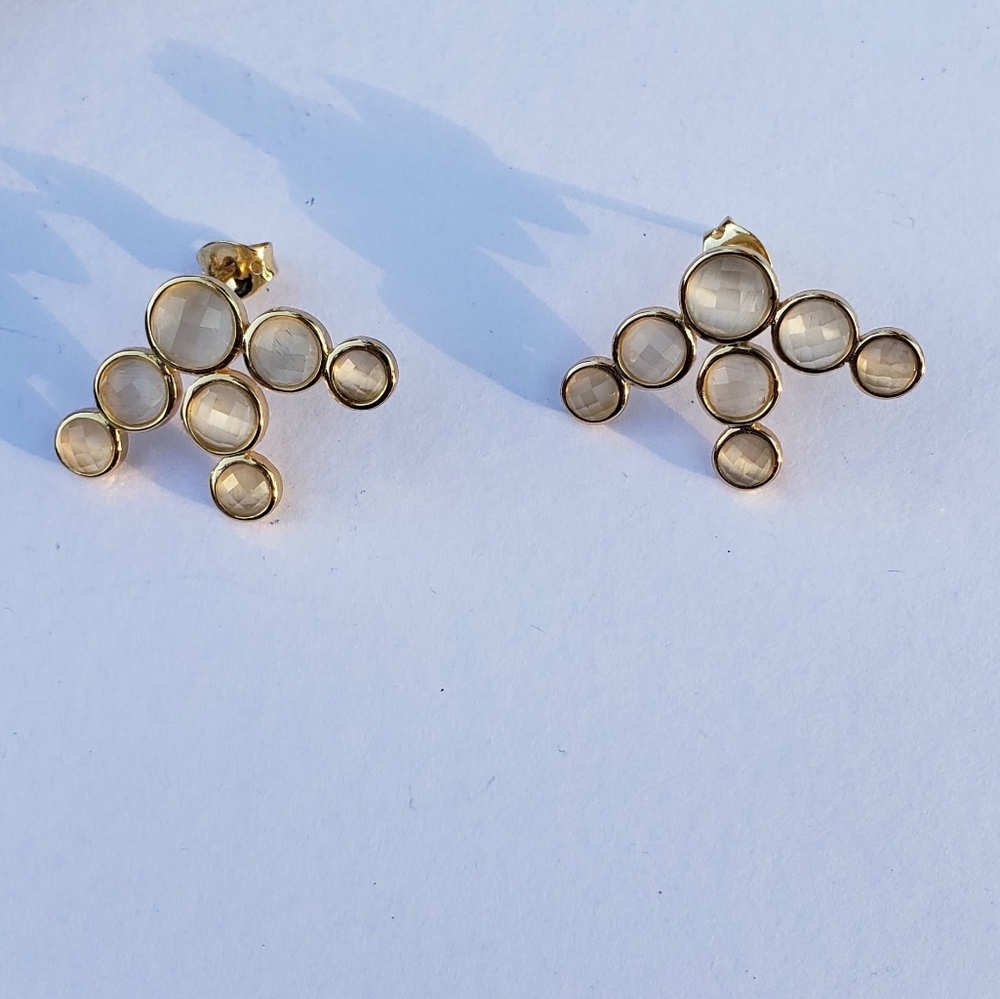 Marcia Moran Natural stone 18k gold plated earrings
